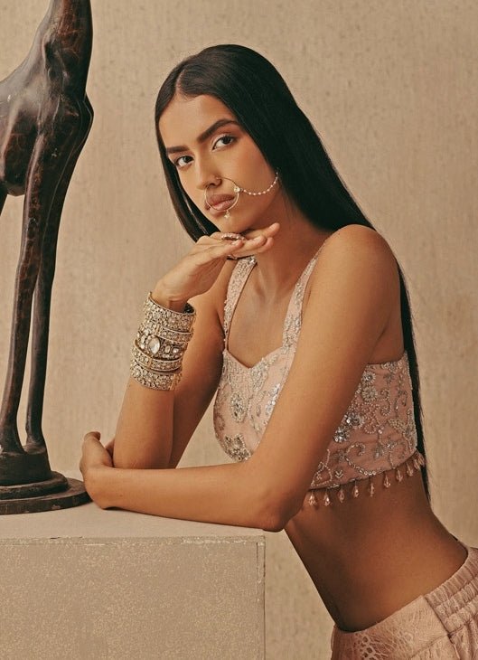 Blush Pink Lace Pick Up Skirt Set With Jacket Twenty Nine - Fabilicious Fashion