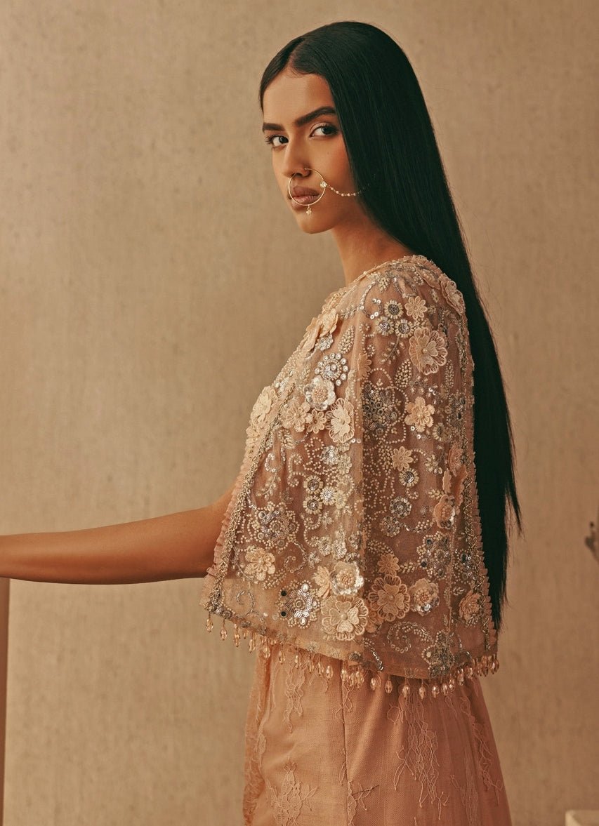 Blush Pink Lace Pick Up Skirt Set With Jacket Twenty Nine - Fabilicious Fashion