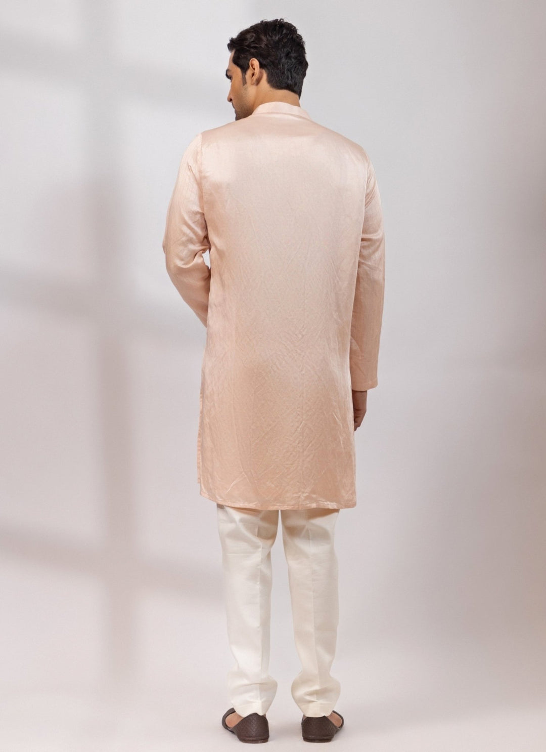 Smriti - Men Blush Pink Linen Satin Kurta Pants SetFabilicious Fashion
