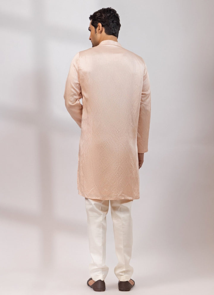 Smriti - Men Blush Pink Linen Satin Kurta Pants SetFabilicious Fashion