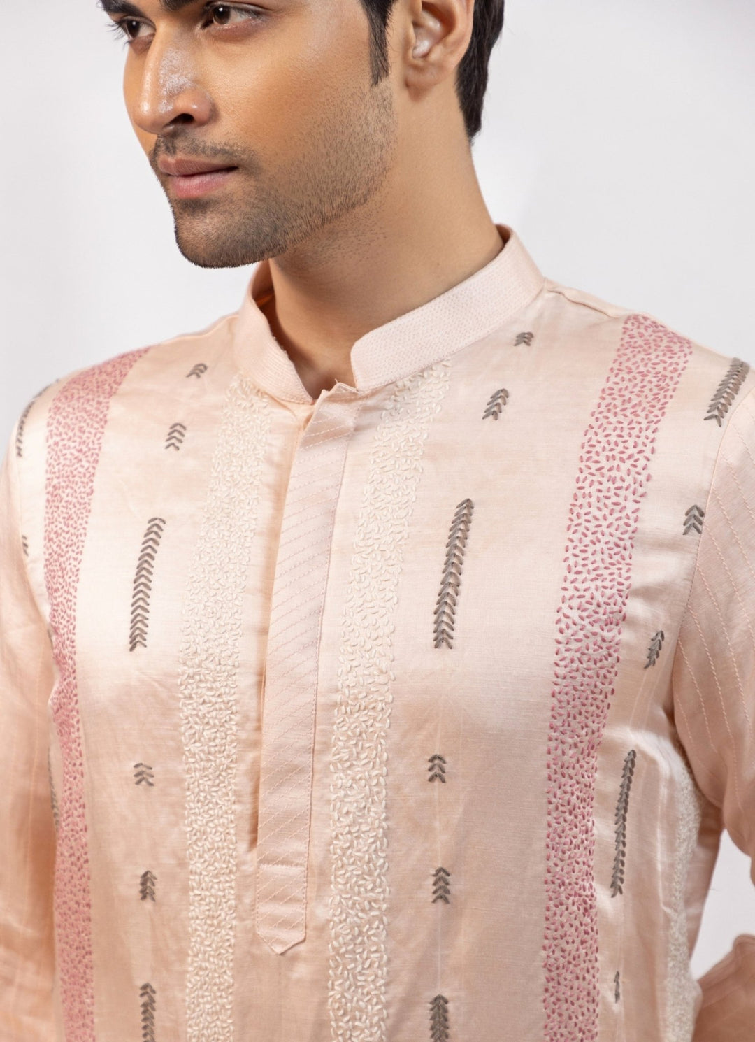 Smriti - Men Blush Pink Linen Satin Kurta Pants SetFabilicious Fashion