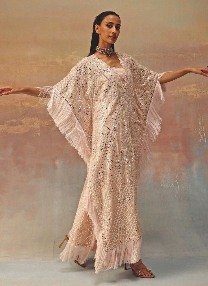 Twenty Nine Blush Pink Mirrorwork Georgette Kaftan PantsFabilicious Fashion