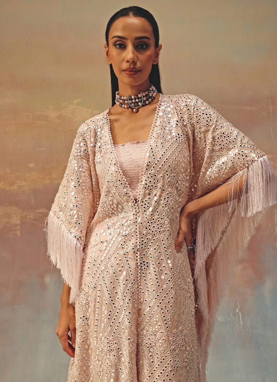 Twenty Nine Blush Pink Mirrorwork Georgette Kaftan PantsFabilicious Fashion