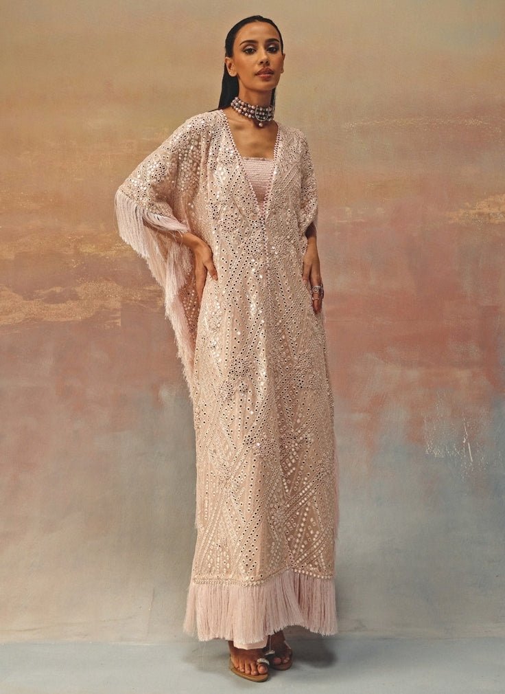Twenty Nine Blush Pink Mirrorwork Georgette Kaftan PantsFabilicious Fashion