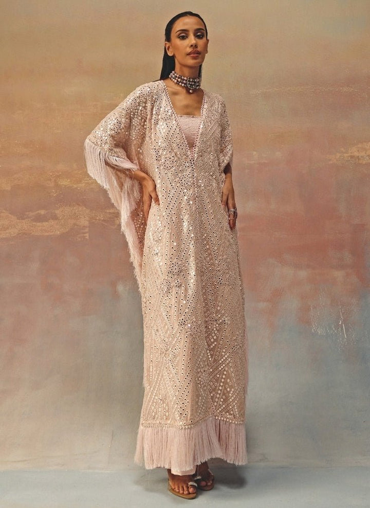 Twenty Nine Blush Pink Mirrorwork Georgette Kaftan PantsFabilicious Fashion