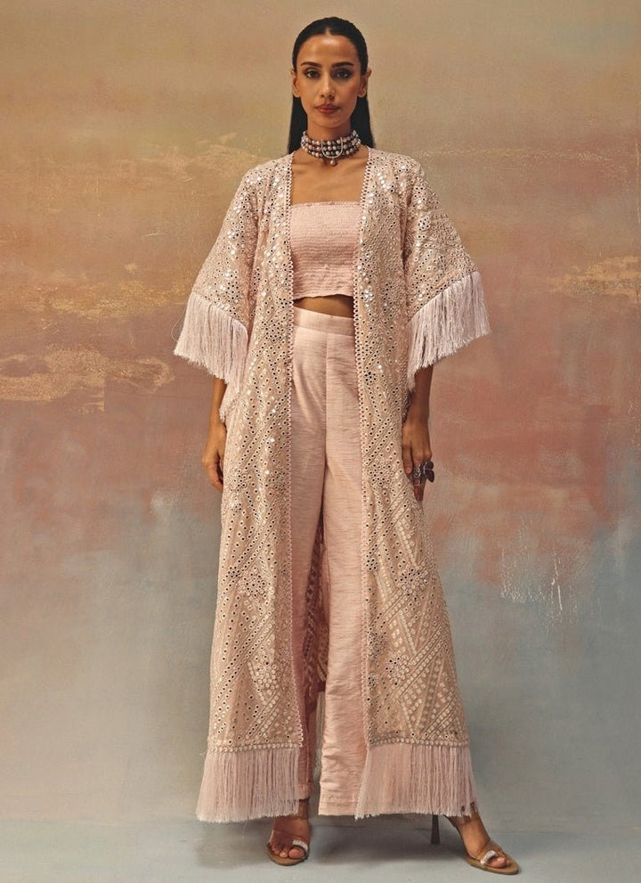 Twenty Nine Blush Pink Mirrorwork Georgette Kaftan PantsFabilicious Fashion