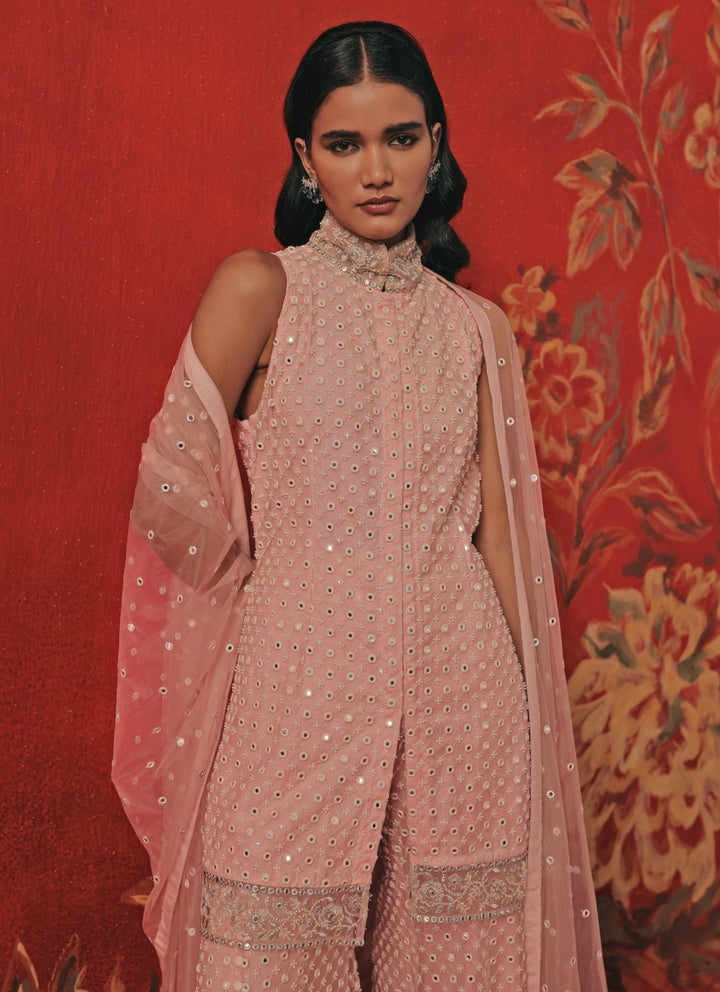 Twenty Nine Blush Pink Mirrorwork Kurta Sharara SetFabilicious Fashion