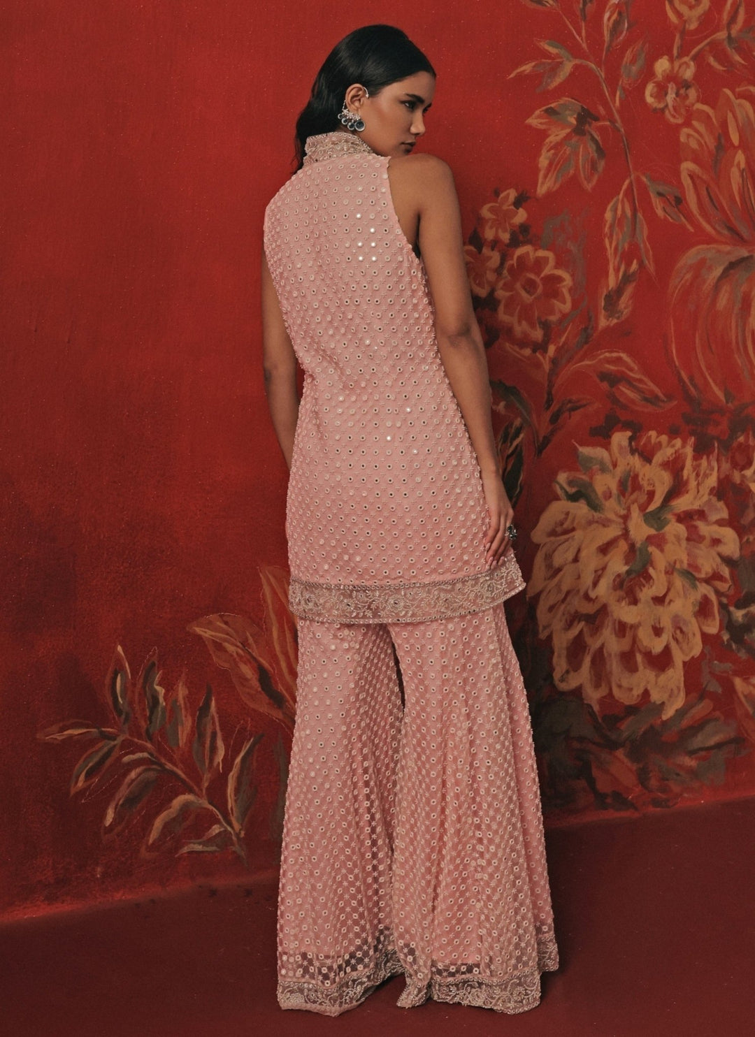 Twenty Nine Blush Pink Mirrorwork Kurta Sharara SetFabilicious Fashion