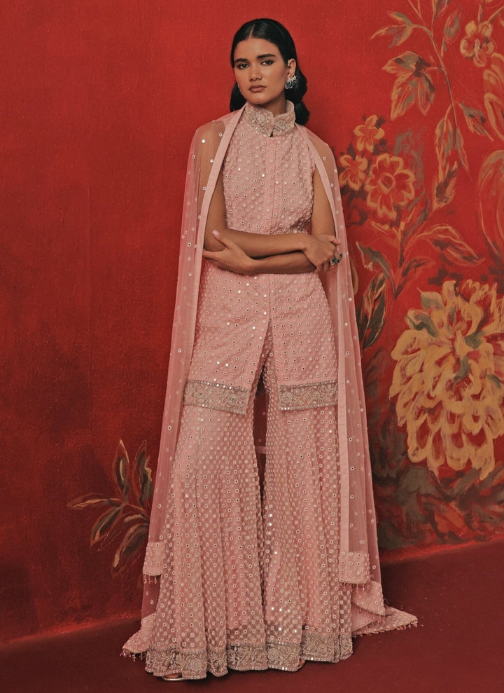 Twenty Nine Blush Pink Mirrorwork Kurta Sharara SetFabilicious Fashion