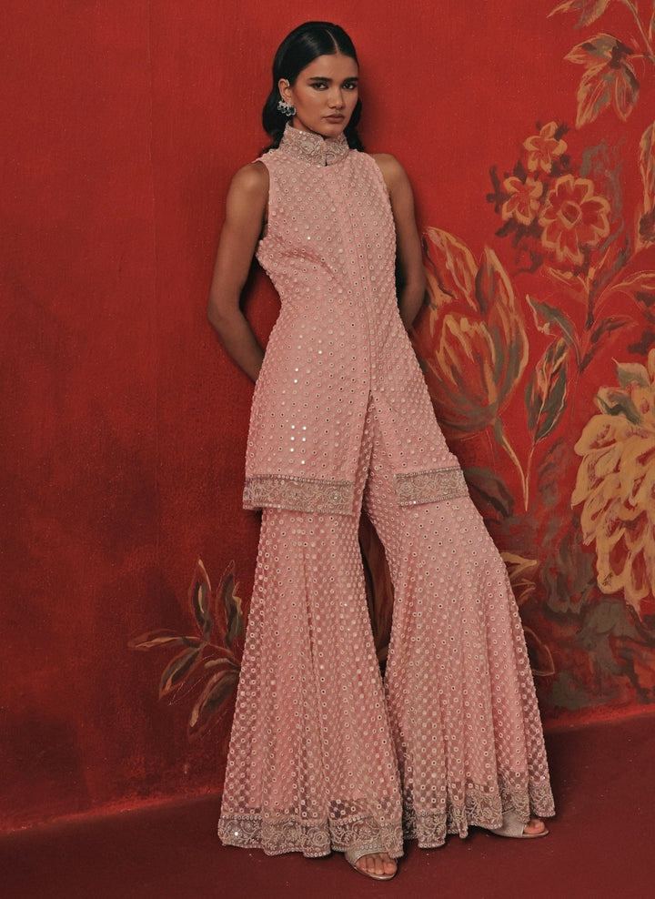 Twenty Nine Blush Pink Mirrorwork Kurta Sharara SetFabilicious Fashion