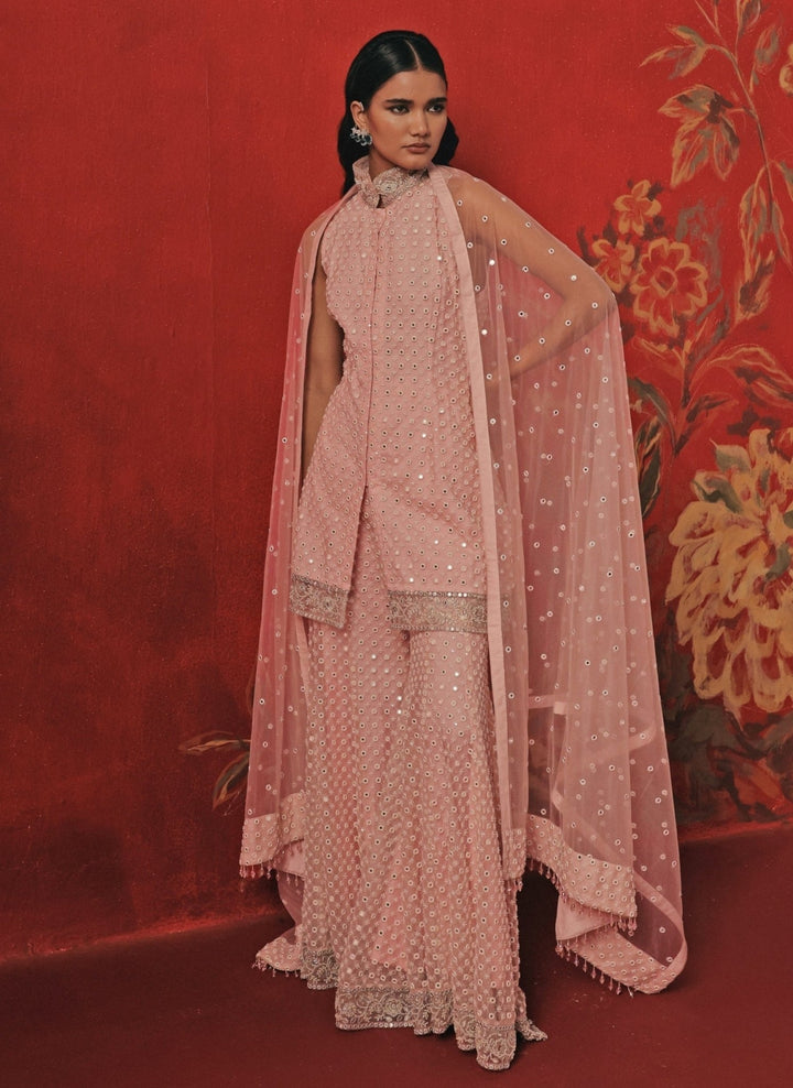 Twenty Nine Blush Pink Mirrorwork Kurta Sharara SetFabilicious Fashion