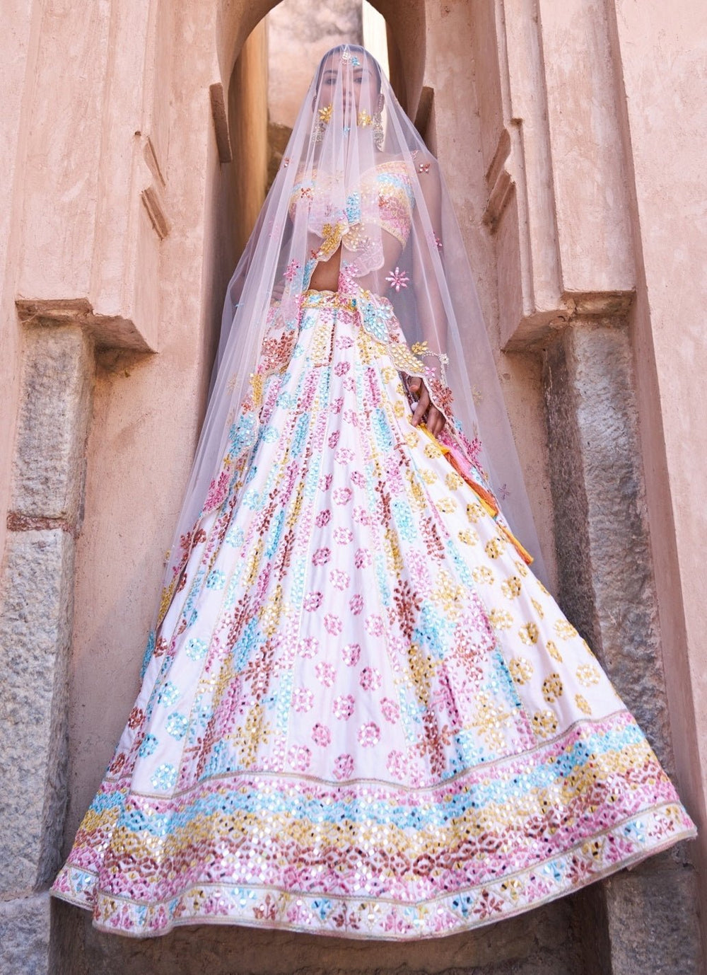 Angad Singh Blush Pink Multicolour Raw Silk Lehenga SetFabilicious Fashion