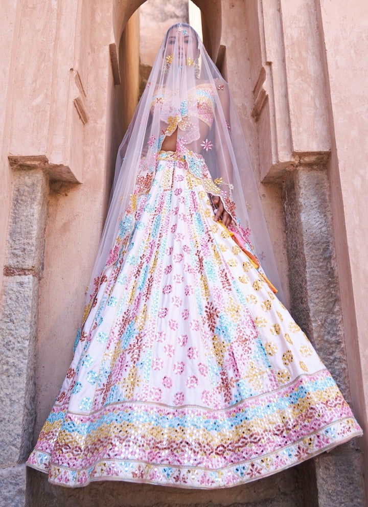 Angad Singh Blush Pink Multicolour Raw Silk Lehenga SetFabilicious Fashion