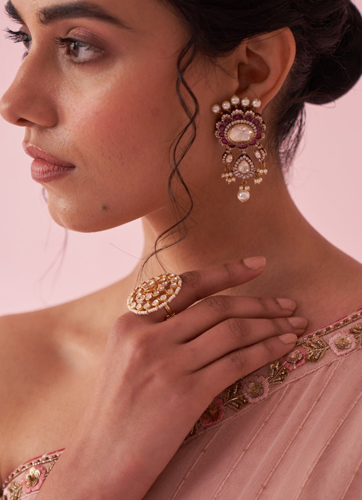 Blush Pink One Shoulder Kurta Sharara Set Studio Bagechaa - Fabilicious Fashion