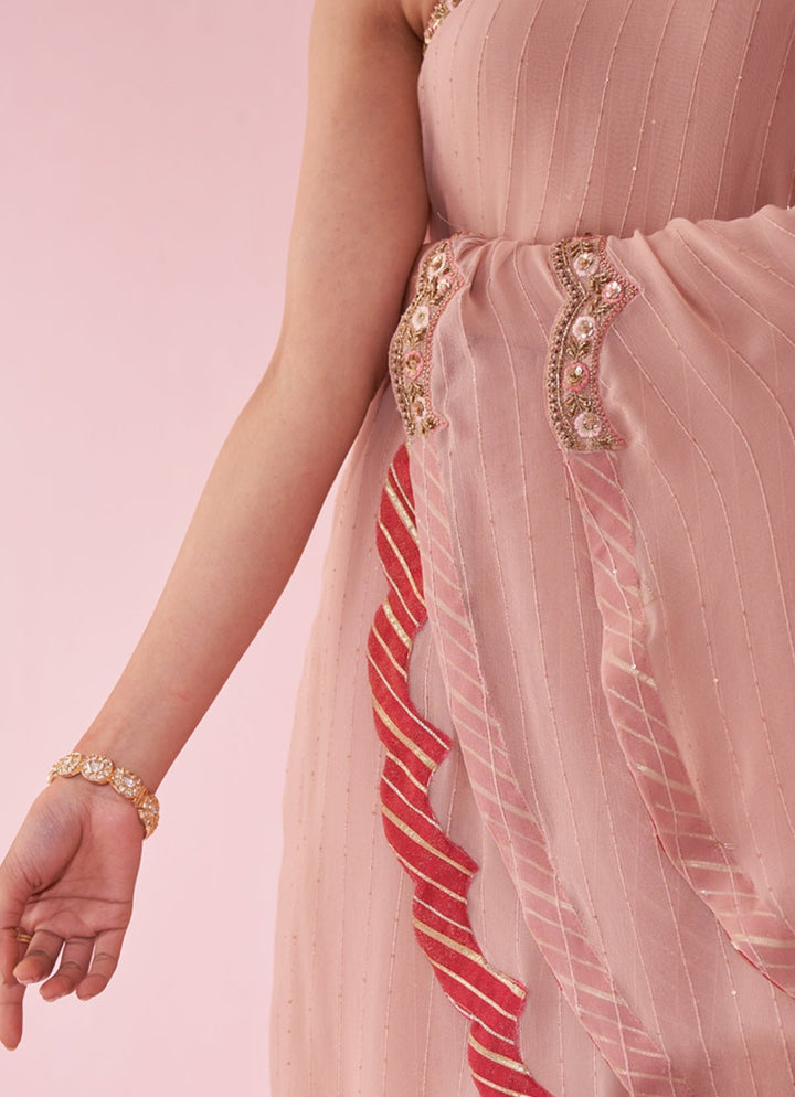 Blush Pink One Shoulder Kurta Sharara Set Studio Bagechaa - Fabilicious Fashion