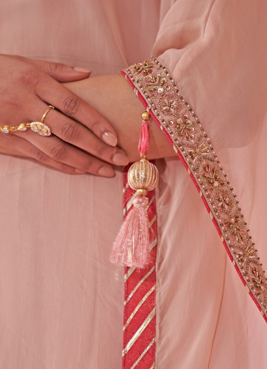 Blush Pink Organza Kaftan Sharara Set Studio Bagechaa - Fabilicious Fashion