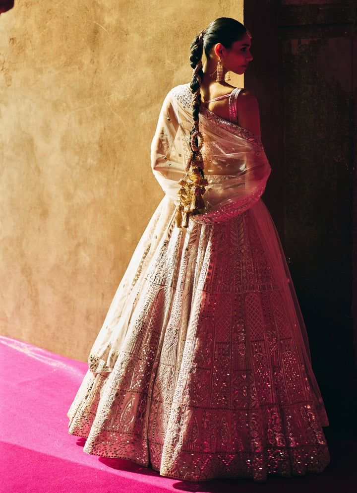 Blush Pink Organza Lehenga Set Angad Singh - Fabilicious Fashion