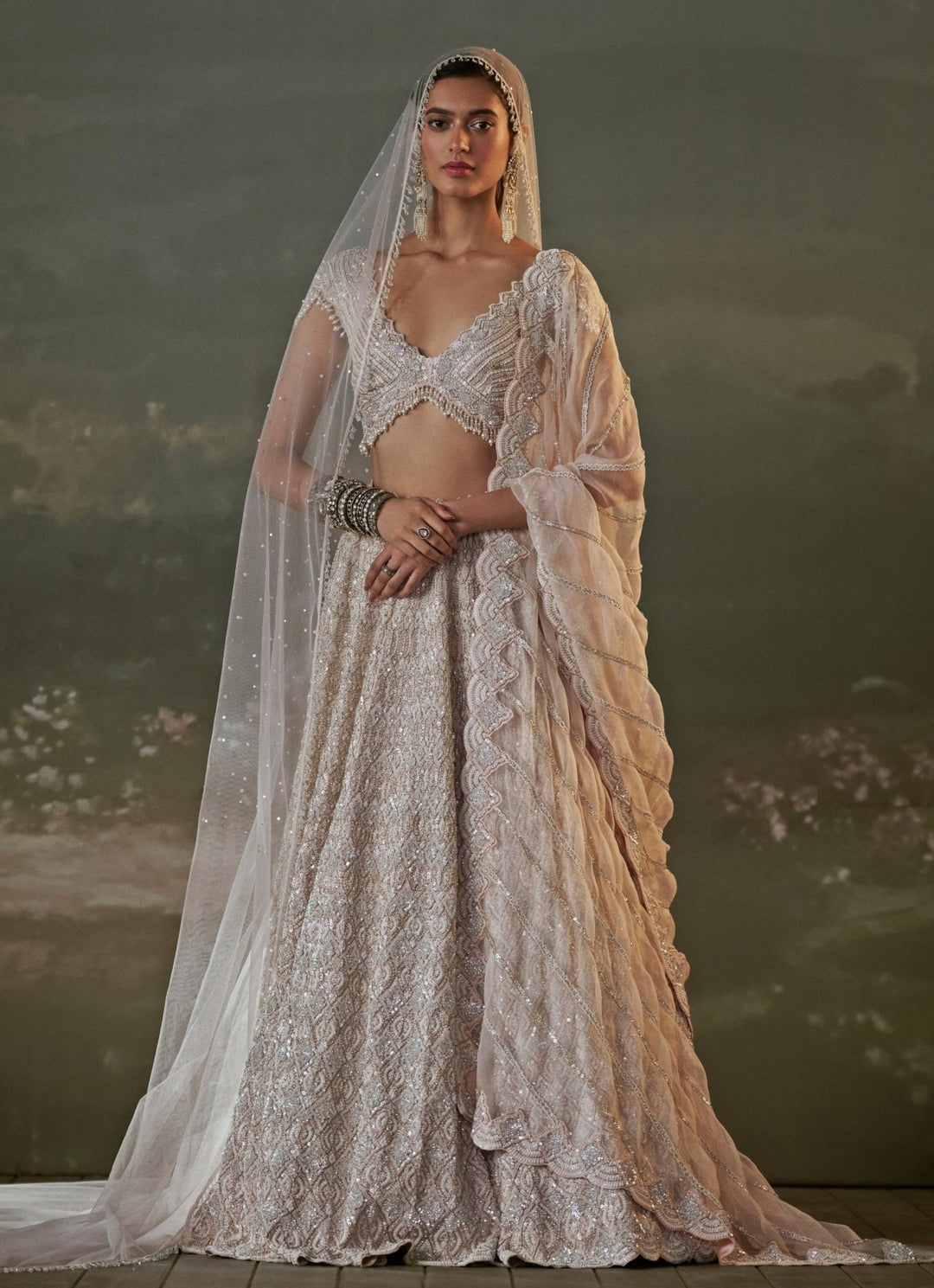 Blush Pink Organza Lehenga Set Nitika Gujral - Fabilicious Fashion