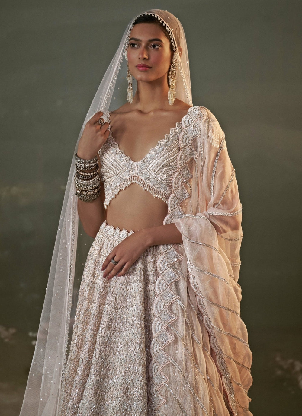 Blush Pink Organza Lehenga Set Nitika Gujral - Fabilicious Fashion