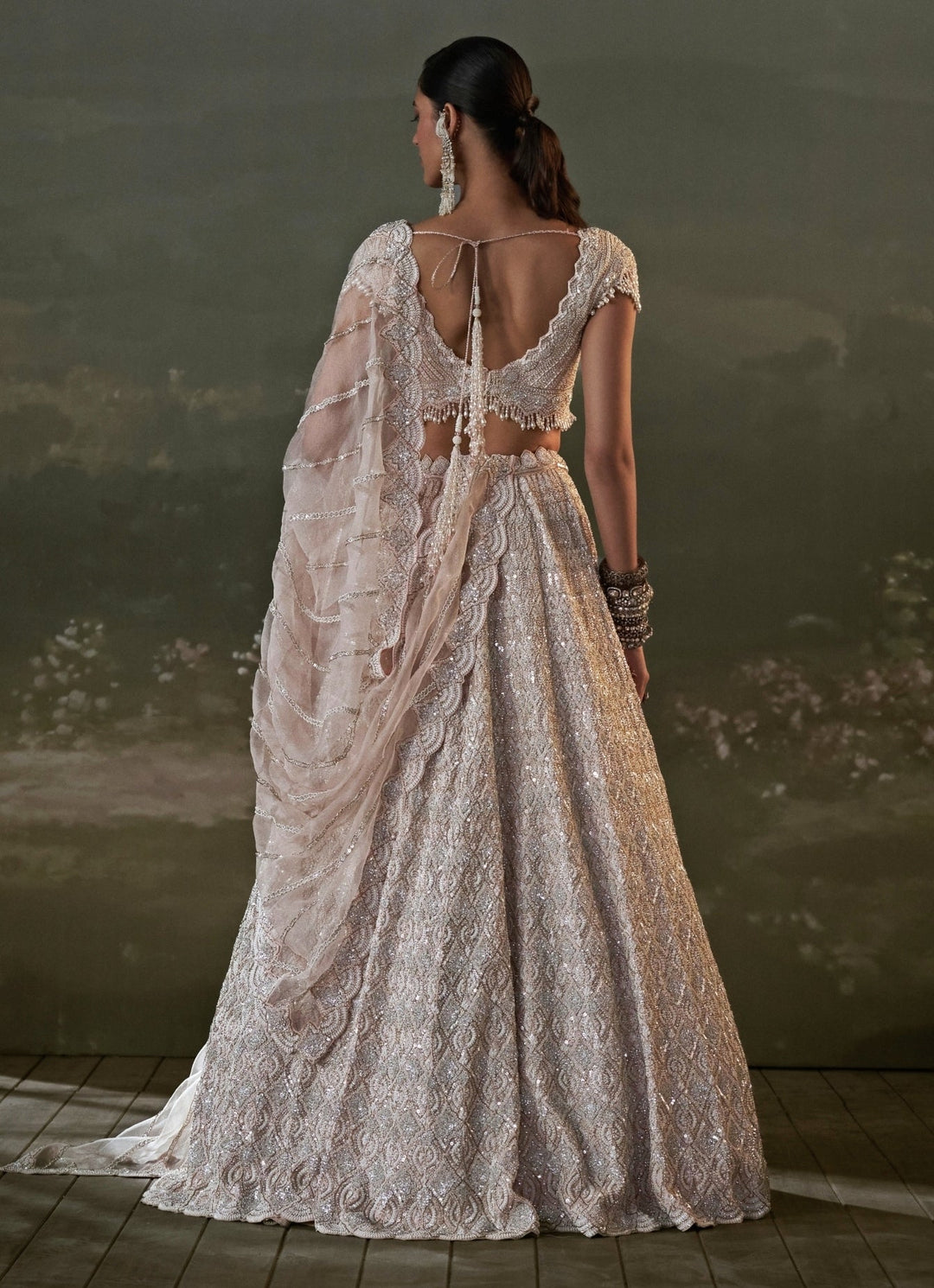 Blush Pink Organza Lehenga Set Nitika Gujral - Fabilicious Fashion