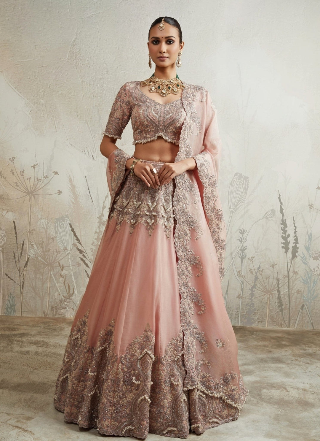 Prisho Blush Pink Organza Lehenga SetFabilicious Fashion