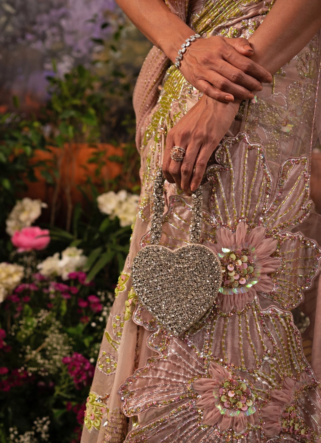 Blush Pink Predraped Silver Brocade Saree With Corset Blouse Moledro - Fabilicious Fashion