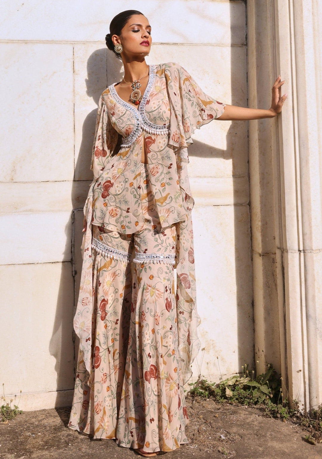 Blush Pink Printed Gharara Set Seema Thukral - Fabilicious Fashion
