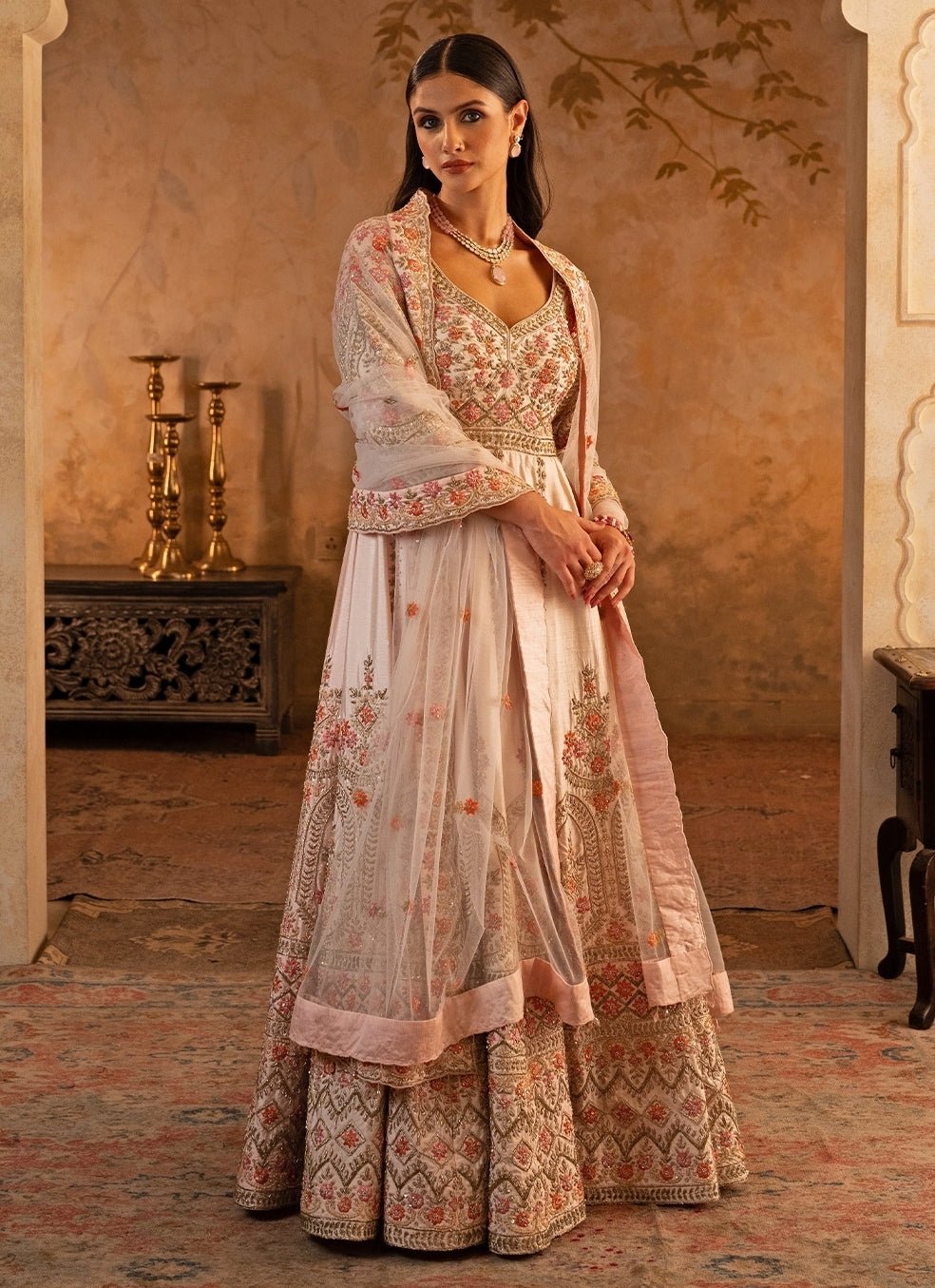 Angad Singh Blush Pink Raw Silk Anarkali SetFabilicious Fashion