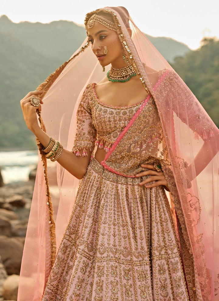Nitika Gujral Blush Pink Raw Silk Bridal Lehenga SetFabilicious Fashion
