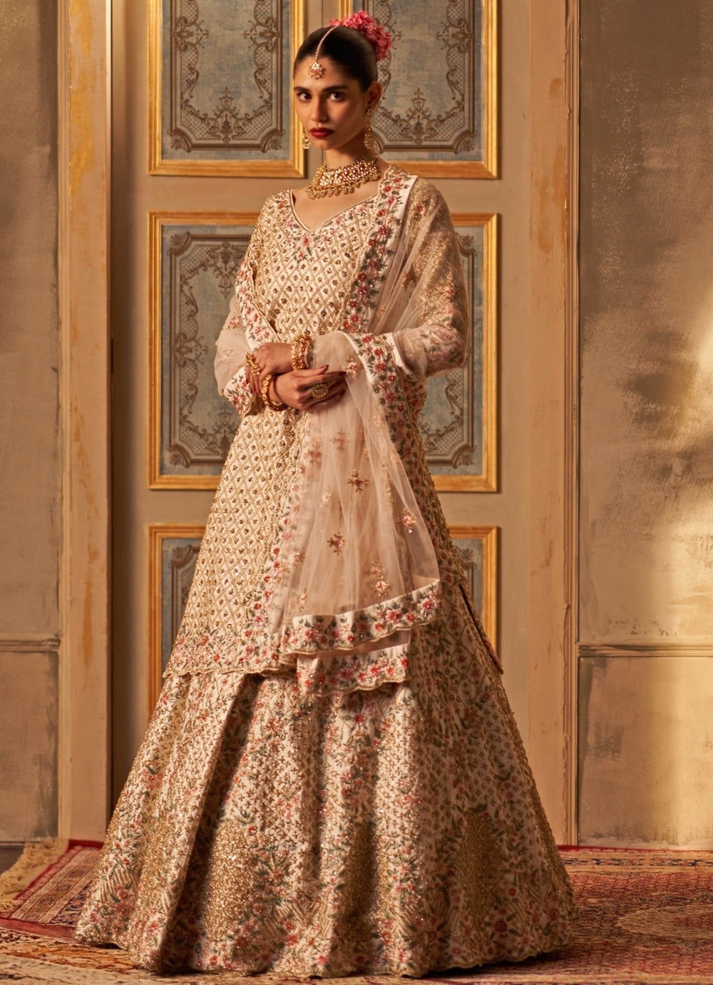 Blush Pink Raw Silk Kurta Lehenga Set Angad Singh - Fabilicious Fashion