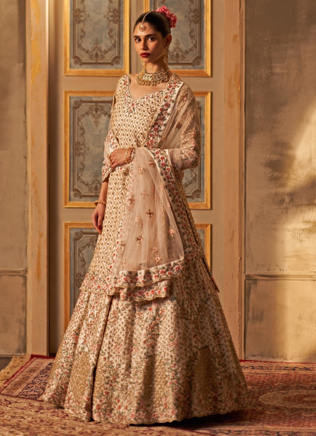 Blush Pink Raw Silk Kurta Lehenga Set Angad Singh - Fabilicious Fashion