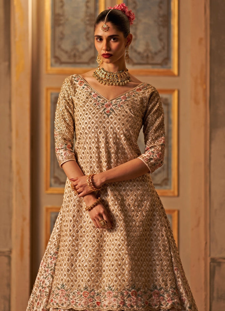 Blush Pink Raw Silk Kurta Lehenga Set Angad Singh - Fabilicious Fashion