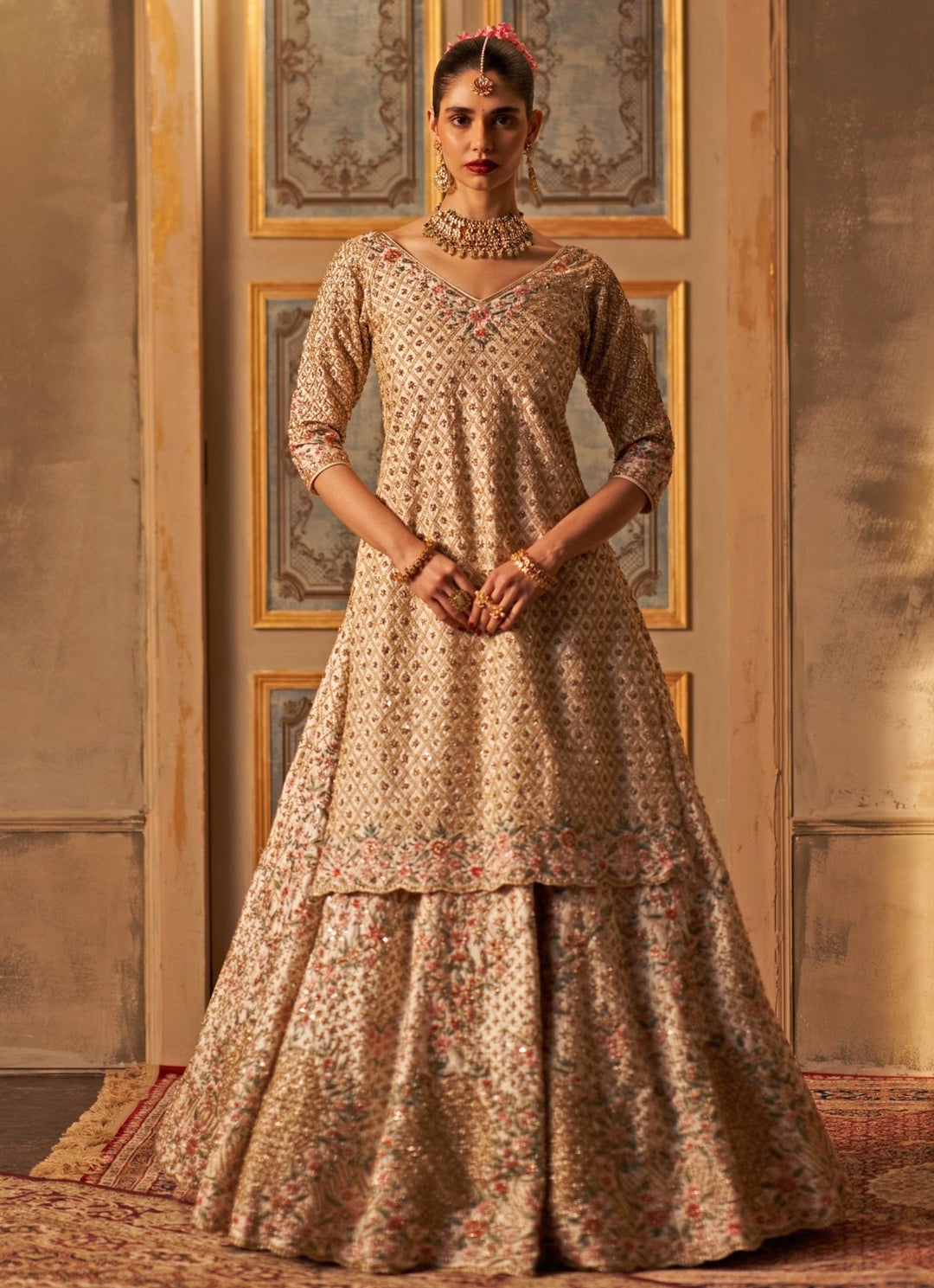 Blush Pink Raw Silk Kurta Lehenga Set Angad Singh - Fabilicious Fashion