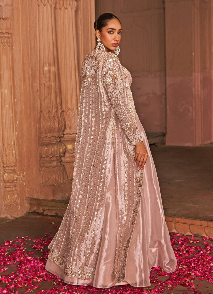 Blush Pink Sequin Embroidered Lehenga Set With Cape Nidhika Shekhar - Fabilicious Fashion
