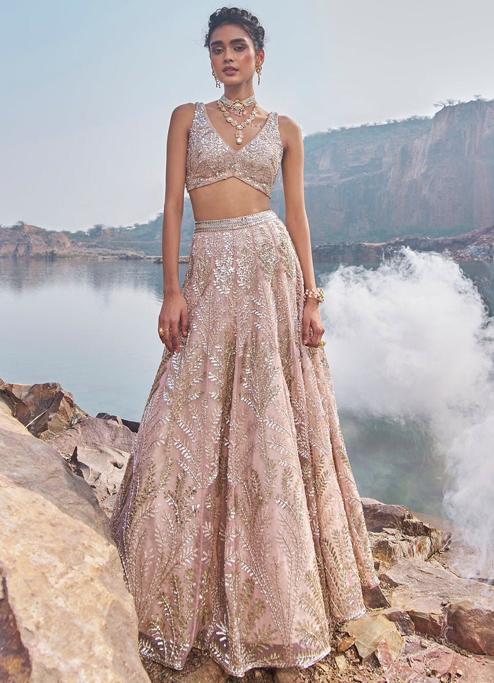 Blush Pink Sequinned Lehenga Set Nidhika Shekhar - Fabilicious Fashion