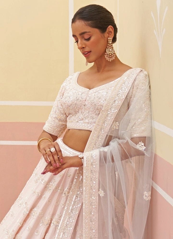 Blush Pink Silk Embroidered Bridal Lehenga Angad Singh - Fabilicious Fashion