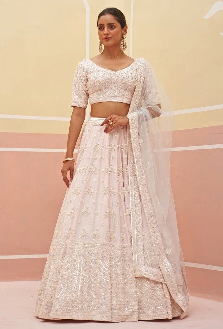 Blush Pink Silk Embroidered Bridal Lehenga Angad Singh - Fabilicious Fashion