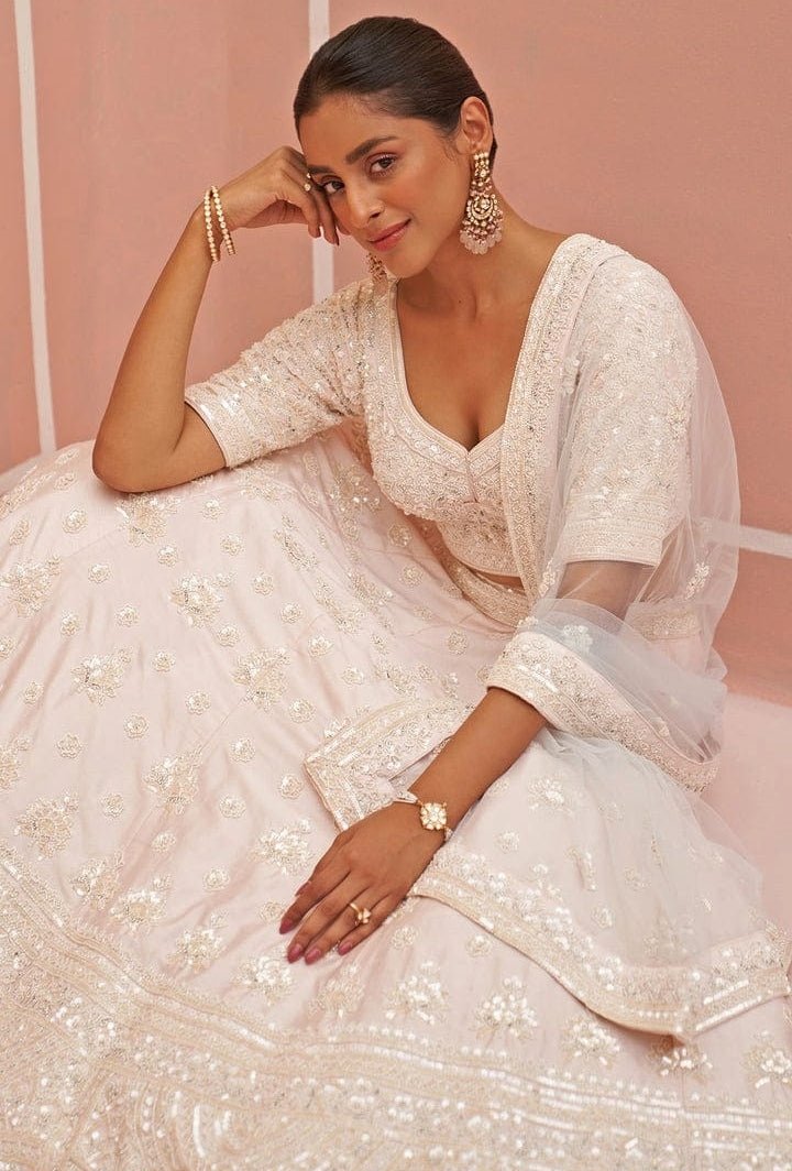 Blush Pink Silk Embroidered Bridal Lehenga Angad Singh - Fabilicious Fashion