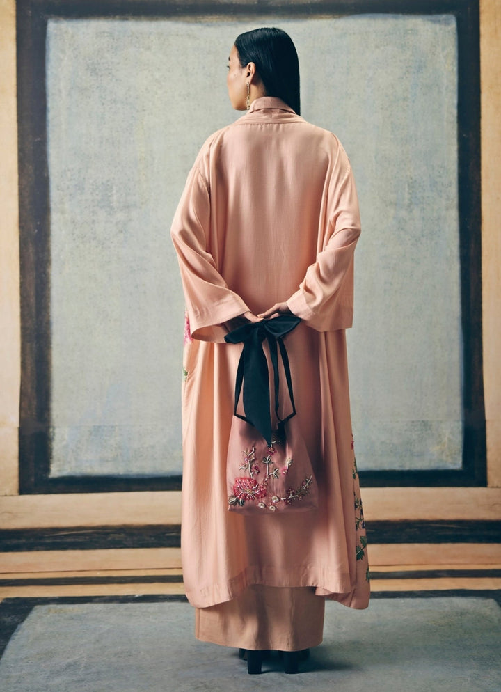 Blush Pink Silk Jacket Set Paulmi and Harsh X Ease - Fabilicious Fashion