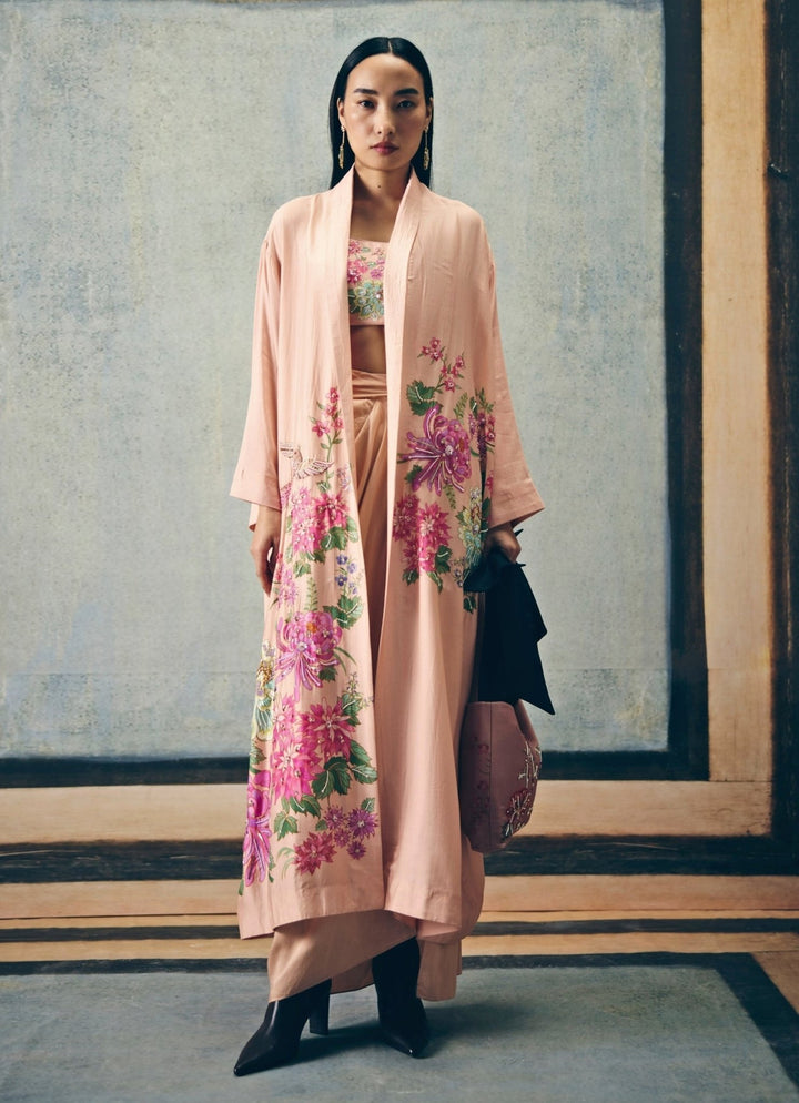 Blush Pink Silk Jacket Set Paulmi and Harsh X Ease - Fabilicious Fashion