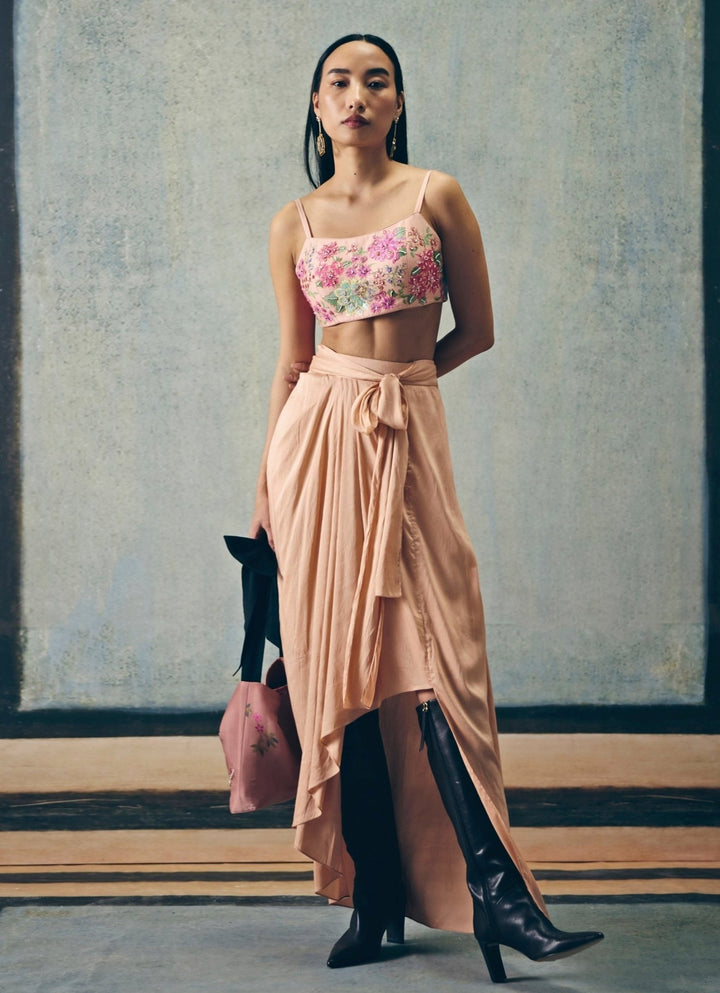 Blush Pink Silk Jacket Set Paulmi and Harsh X Ease - Fabilicious Fashion