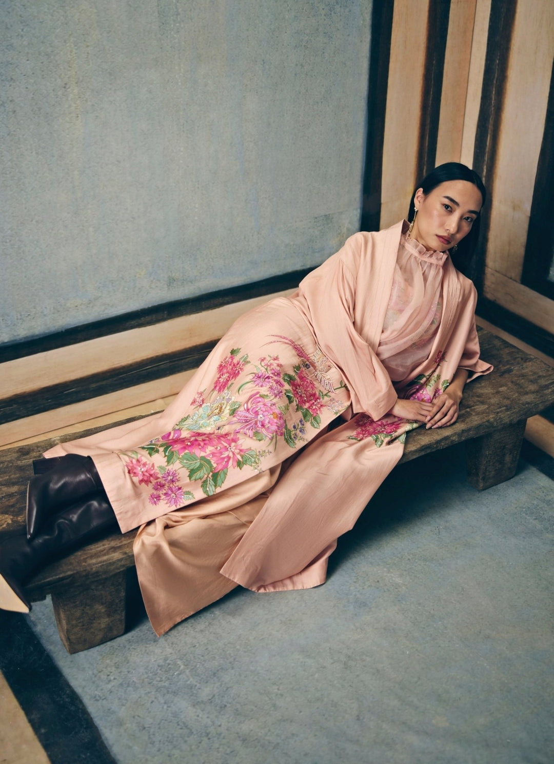 Blush Pink Silk Jacket Set Paulmi and Harsh X Ease - Fabilicious Fashion