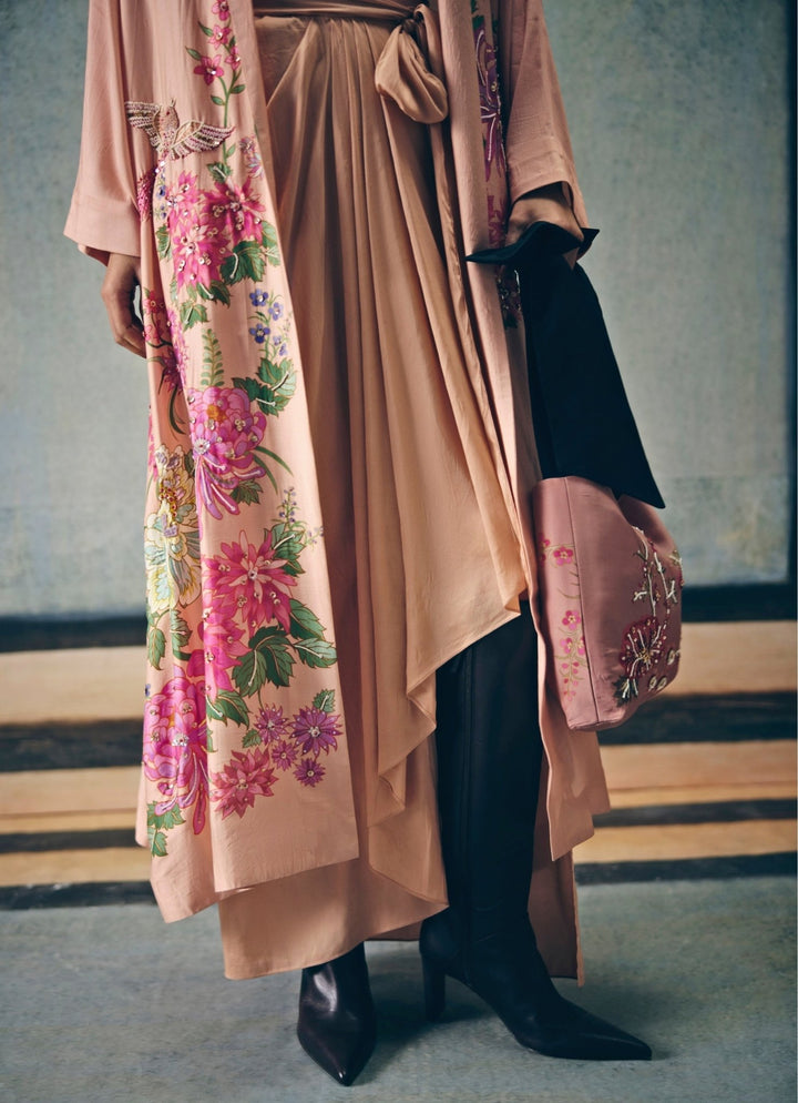 Blush Pink Silk Jacket Set Paulmi and Harsh X Ease - Fabilicious Fashion