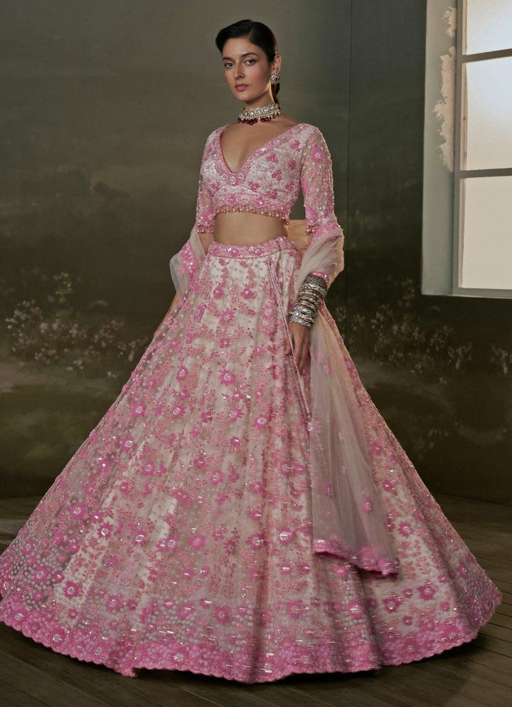 Blush - Pink Soft Net Lehenga Set Nitika Gujral - Fabilicious Fashion