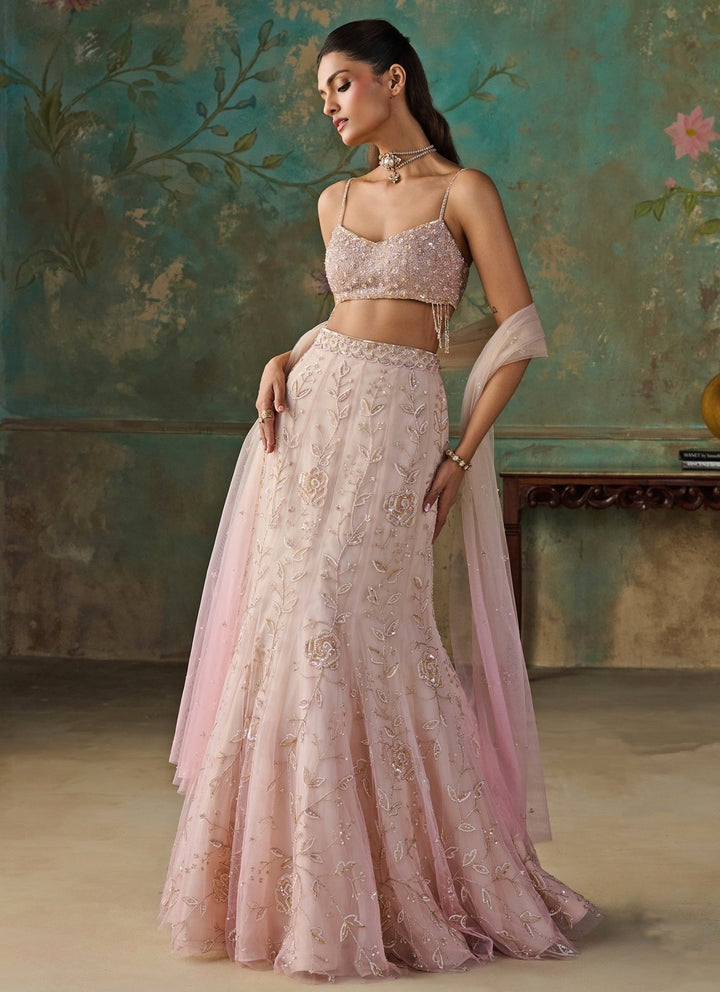 Zoon Tribe Blush Pink Soft Net Mermaid Lehenga SetFabilicious Fashion