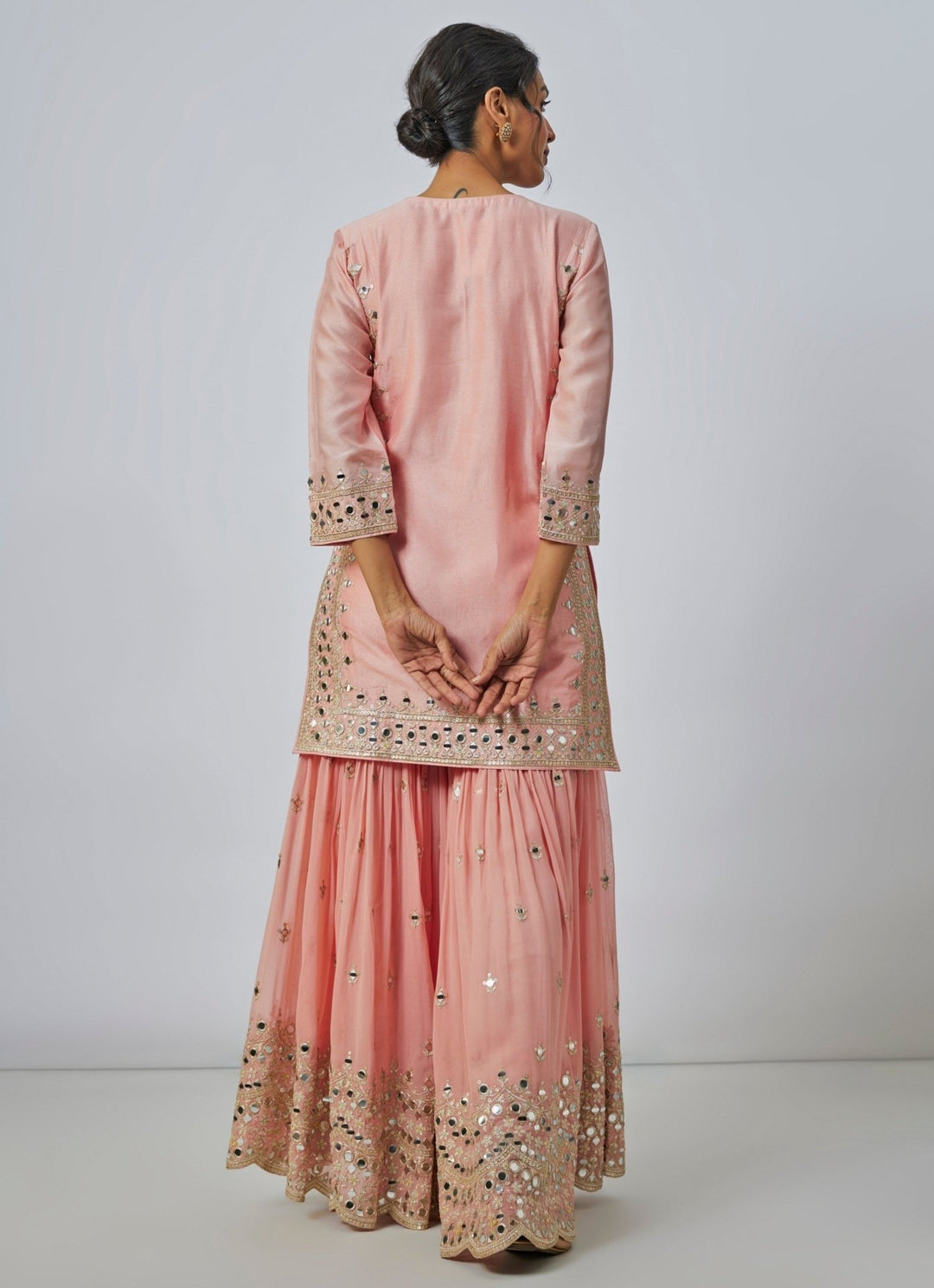 Gopi Vaid Blush Pink Tussar Kurta Sharara SetFabilicious Fashion