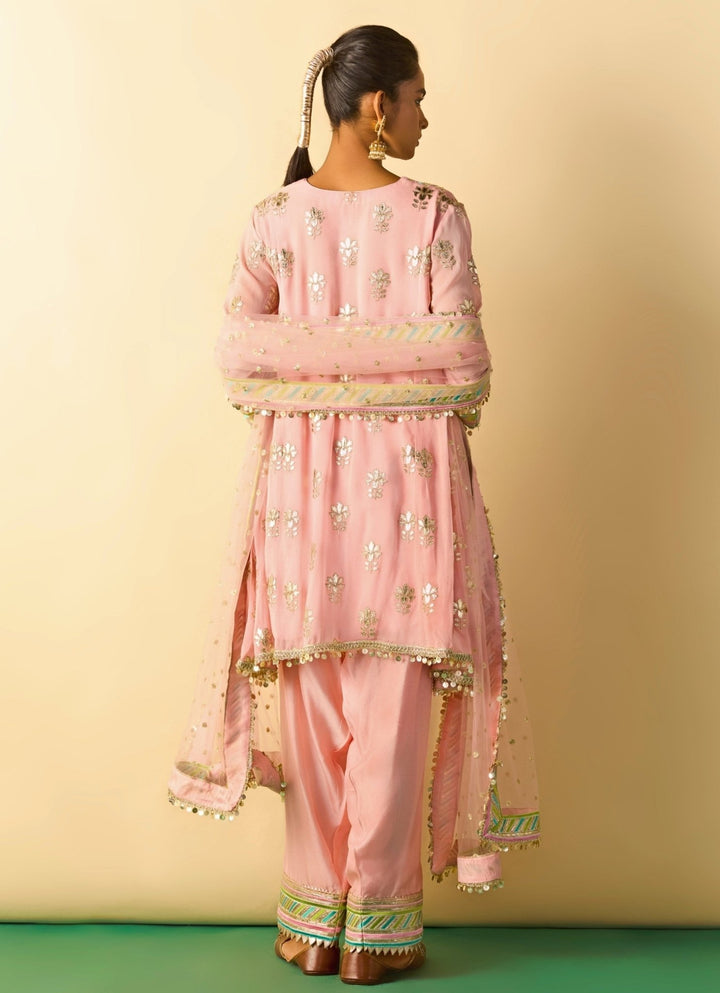 Gopi Vaid Blush Pink Tussar Salwar Kurta SetFabilicious Fashion