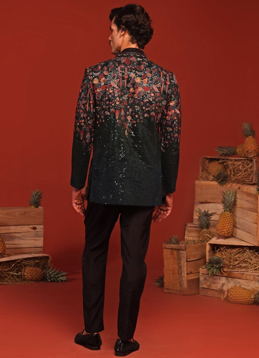 Bottle Green Embroidered Jodhpuri Jacket Set Kalpraag - Fabilicious Fashion