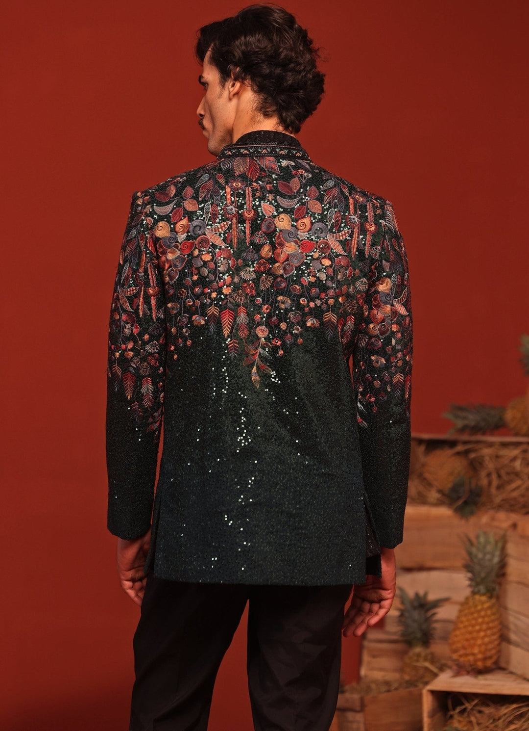 Bottle Green Embroidered Jodhpuri Jacket Set Kalpraag - Fabilicious Fashion