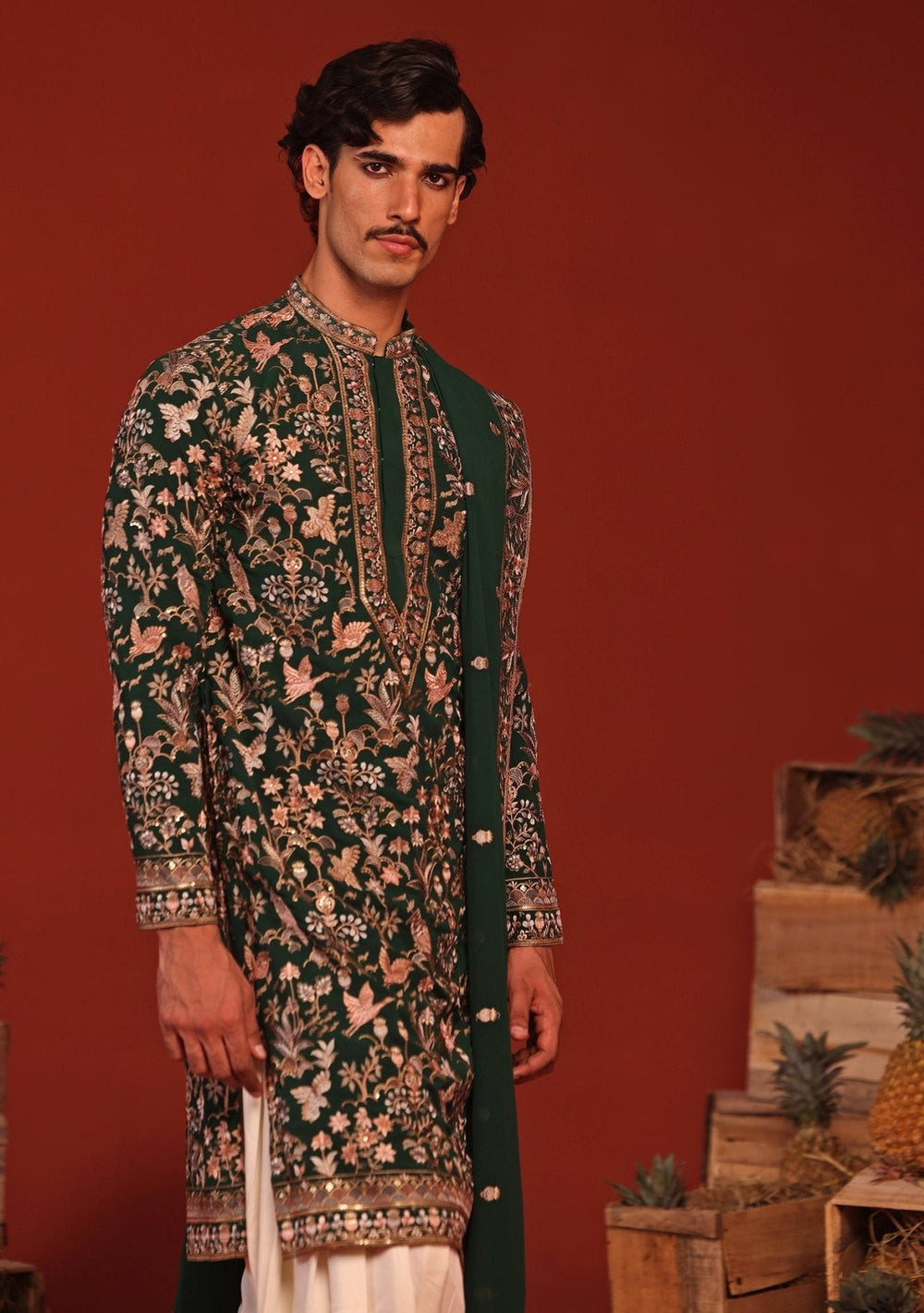 Bottle Green Embroidered Kurta Patiala Pant Set Kalpraag - Fabilicious Fashion